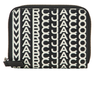 Marc Jacobs Monogram Small Zipped Wallet, &pound;50, Accessories, Black/White, Leather, Front view